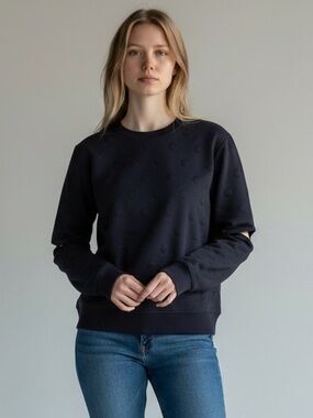 Joy Lab black textured sweatshirt featuring split cut-out elbows size Large